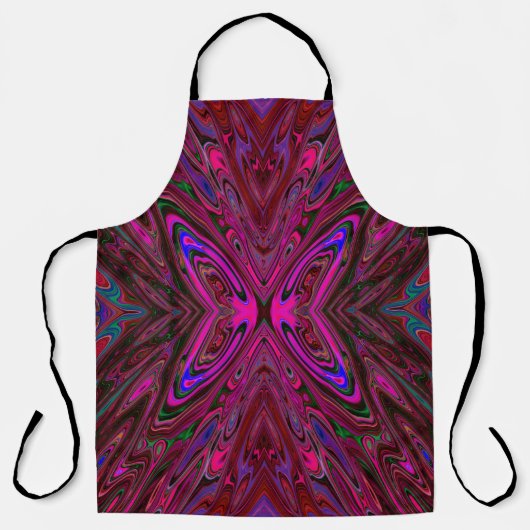 Trippy Roze, Rode en Blauwe Abstracte Vlinder Schort (Voorkant)