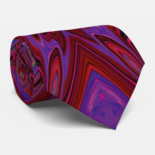 Trippy Roze, Rode en Blauwe Abstracte Vlinder Stropdas (Opgerold)