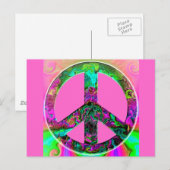Trippy roze vredesbord briefkaart (Voorkant / Achterkant)