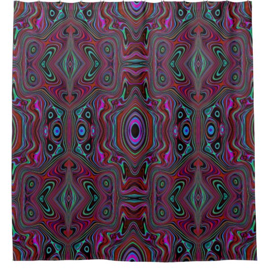 Trippy Seafoam Green en Magenta Abstract Patroon Douchegordijn (Voorkant)