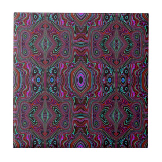 Trippy Seafoam Green en Magenta Abstract Patroon Tegeltje (Voorkant)