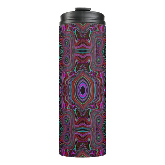 Trippy Seafoam Green en Magenta Abstract Patroon Thermosbeker (Voorkant)