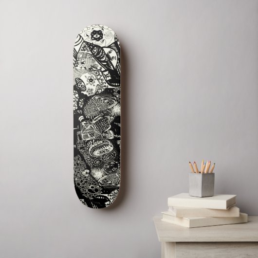 Trippy Sepia Black Persoonlijk Skateboard (Muurkunst)