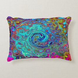 Trippy Sky Blue Abstract Retro Liquid Swirl Accent Kussen