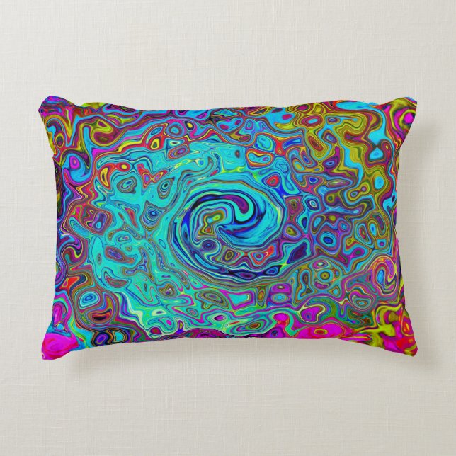 Trippy Sky Blue Abstract Retro Liquid Swirl Accent Kussen (Voorkant)