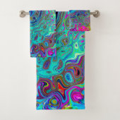 Trippy Sky Blue Abstract Retro Liquid Swirl Bad Handdoek (Insitu)