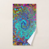 Trippy Sky Blue Abstract Retro Liquid Swirl Bad Handdoek (Handdoek)