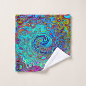 Trippy Sky Blue Abstract Retro Liquid Swirl Bad Handdoek (Wasdoekje)