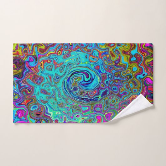 Trippy Sky Blue Abstract Retro Liquid Swirl Bad Handdoek (Handdoek)