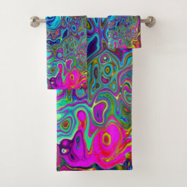 Trippy Sky Blue Abstract Retro Liquid Swirl Bad Handdoek