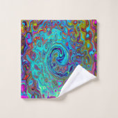 Trippy Sky Blue Abstract Retro Liquid Swirl Bad Handdoek (Wasdoekje)