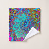 Trippy Sky Blue Abstract Retro Liquid Swirl Bad Handdoek (Wasdoekje)