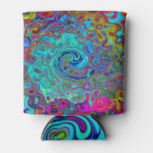 Trippy Sky Blue Abstract Retro Liquid Swirl Blikjeskoeler (Voorkant)