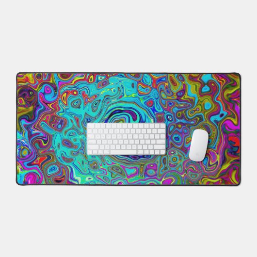 Trippy Sky Blue Abstract Retro Liquid Swirl Bureaumat (Keyboard & Muis)