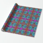 Trippy Sky Blue Abstract Retro Liquid Swirl Cadeaupapier (Uitgerold)