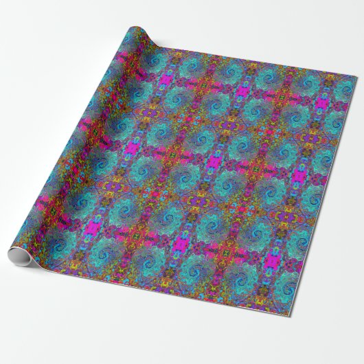 Trippy Sky Blue Abstract Retro Liquid Swirl Cadeaupapier (Uitgerold)