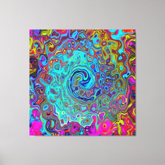 Trippy Sky Blue Abstract Retro Liquid Swirl Canvas Afdruk (Voorkant)