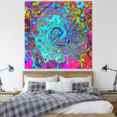 Trippy Sky Blue Abstract Retro Liquid Swirl Canvas Afdruk (Insitu (Slaapkamer))