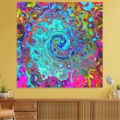 Trippy Sky Blue Abstract Retro Liquid Swirl Canvas Afdruk (Insitu (Woonkamer))