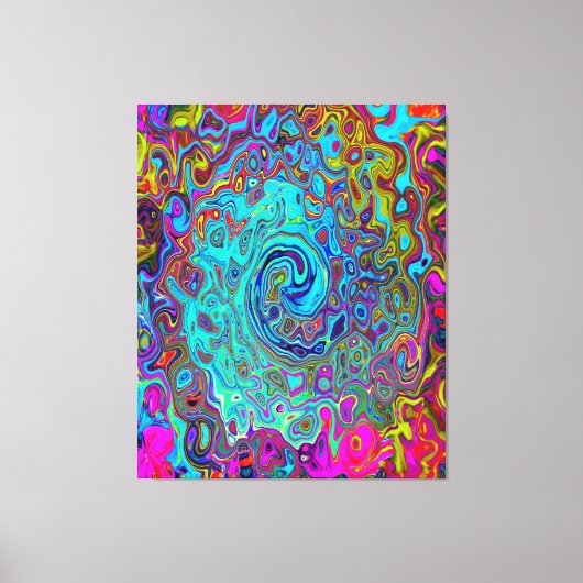 Trippy Sky Blue Abstract Retro Liquid Swirl Canvas Afdruk (Voorkant)
