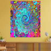 Trippy Sky Blue Abstract Retro Liquid Swirl Canvas Afdruk (Insitu (Woonkamer))