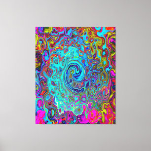 Trippy Sky Blue Abstract Retro Liquid Swirl Canvas Afdruk
