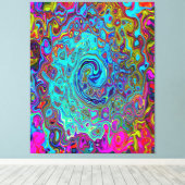 Trippy Sky Blue Abstract Retro Liquid Swirl Canvas Afdruk (Insitu (Houten vloer))