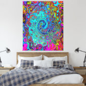 Trippy Sky Blue Abstract Retro Liquid Swirl Canvas Afdruk (Insitu (Slaapkamer))