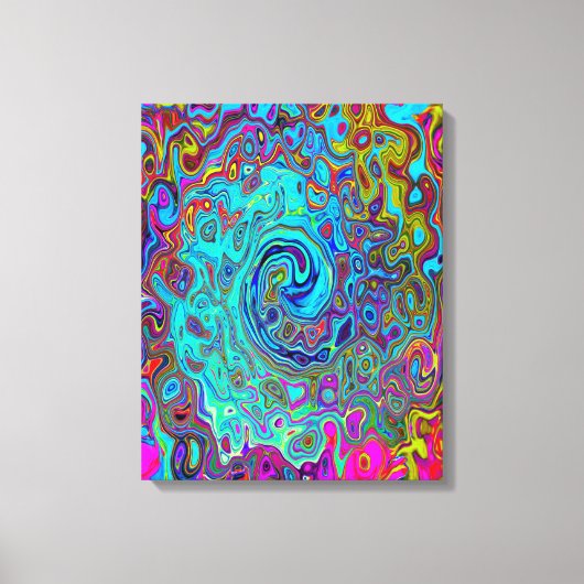 Trippy Sky Blue Abstract Retro Liquid Swirl Canvas Afdruk (Voorkant)