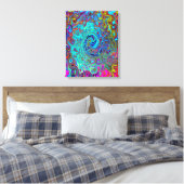 Trippy Sky Blue Abstract Retro Liquid Swirl Canvas Afdruk (Insitu (Slaapkamer))