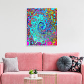 Trippy Sky Blue Abstract Retro Liquid Swirl Canvas Afdruk (Insitu (Woonkamer))
