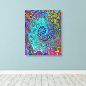 Trippy Sky Blue Abstract Retro Liquid Swirl Canvas Afdruk (Insitu (Houten vloer))