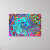 Trippy Sky Blue Abstract Retro Liquid Swirl Canvas Afdruk (Voorkant)