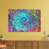 Trippy Sky Blue Abstract Retro Liquid Swirl Canvas Afdruk (Insitu (Woonkamer))