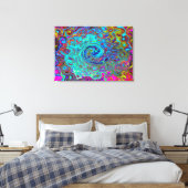 Trippy Sky Blue Abstract Retro Liquid Swirl Canvas Afdruk (Insitu (Slaapkamer))