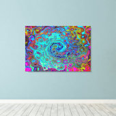 Trippy Sky Blue Abstract Retro Liquid Swirl Canvas Afdruk (Insitu (Houten vloer))