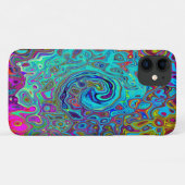 Trippy Sky Blue Abstract Retro Liquid Swirl Case-Mate iPhone Case (Achterkant (horizontaal))