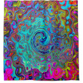 Trippy Sky Blue Abstract Retro Liquid Swirl Douchegordijn (Voorkant)