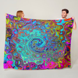 Trippy Sky Blue Abstract Retro Liquid Swirl Fleece Deken
