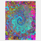 Trippy Sky Blue Abstract Retro Liquid Swirl Fleece Deken (Voorkant)