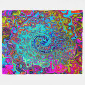 Trippy Sky Blue Abstract Retro Liquid Swirl Fleece Deken (Voorkant (Horizontaal))
