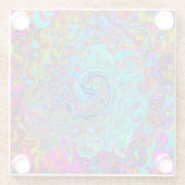 Trippy Sky Blue Abstract Retro Liquid Swirl Glazen Onderzetter (Achterkant)