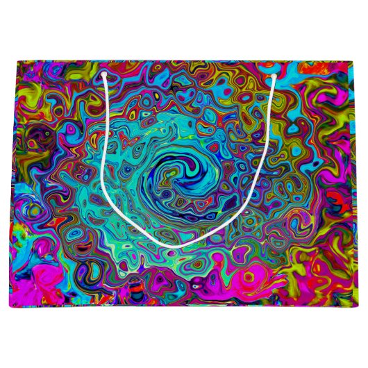Trippy Sky Blue Abstract Retro Liquid Swirl Groot Cadeauzakje (Voorkant)