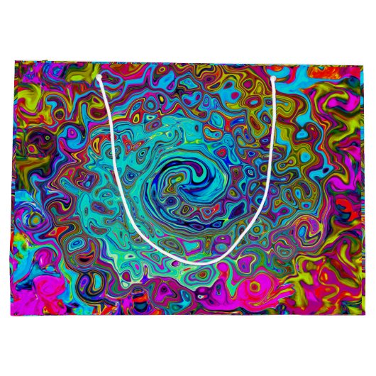 Trippy Sky Blue Abstract Retro Liquid Swirl Groot Cadeauzakje (Achterkant)