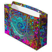 Trippy Sky Blue Abstract Retro Liquid Swirl Groot Cadeauzakje (Achterkant Gekanteld)