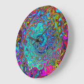 Trippy Sky Blue Abstract Retro Liquid Swirl Grote Klok (Hoek)
