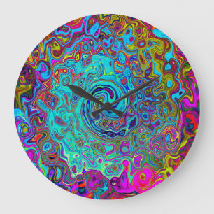 Trippy Sky Blue Abstract Retro Liquid Swirl Grote Klok
