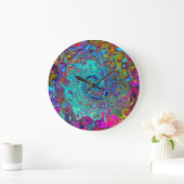 Trippy Sky Blue Abstract Retro Liquid Swirl Grote Klok (Huis)