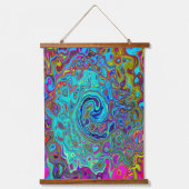 Trippy Sky Blue Abstract Retro Liquid Swirl Hangend Wandkleed (Voorkant)