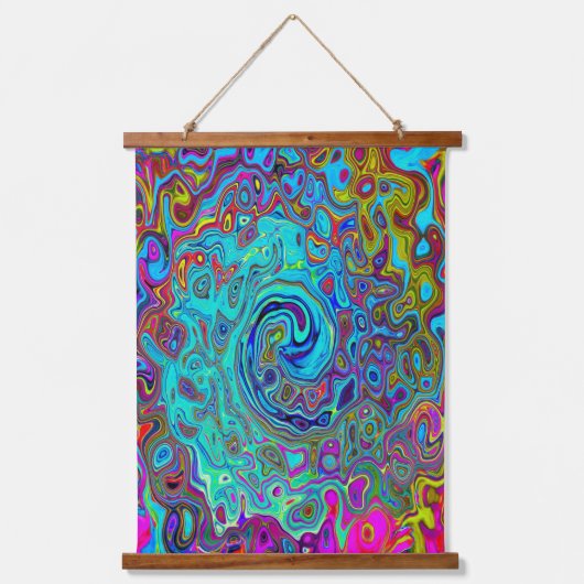 Trippy Sky Blue Abstract Retro Liquid Swirl Hangend Wandkleed (Voorkant)